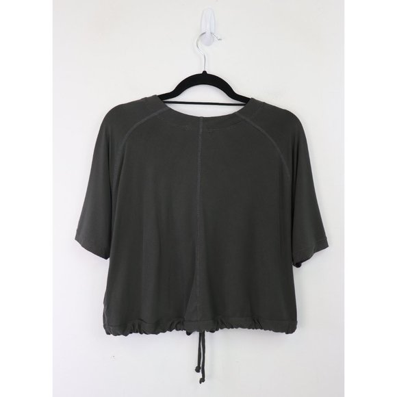 Prana Narkanda Top Cross Front V-Neck Cropped Short Sleeve Shirt Washed Black S - Picture 7 of 8
